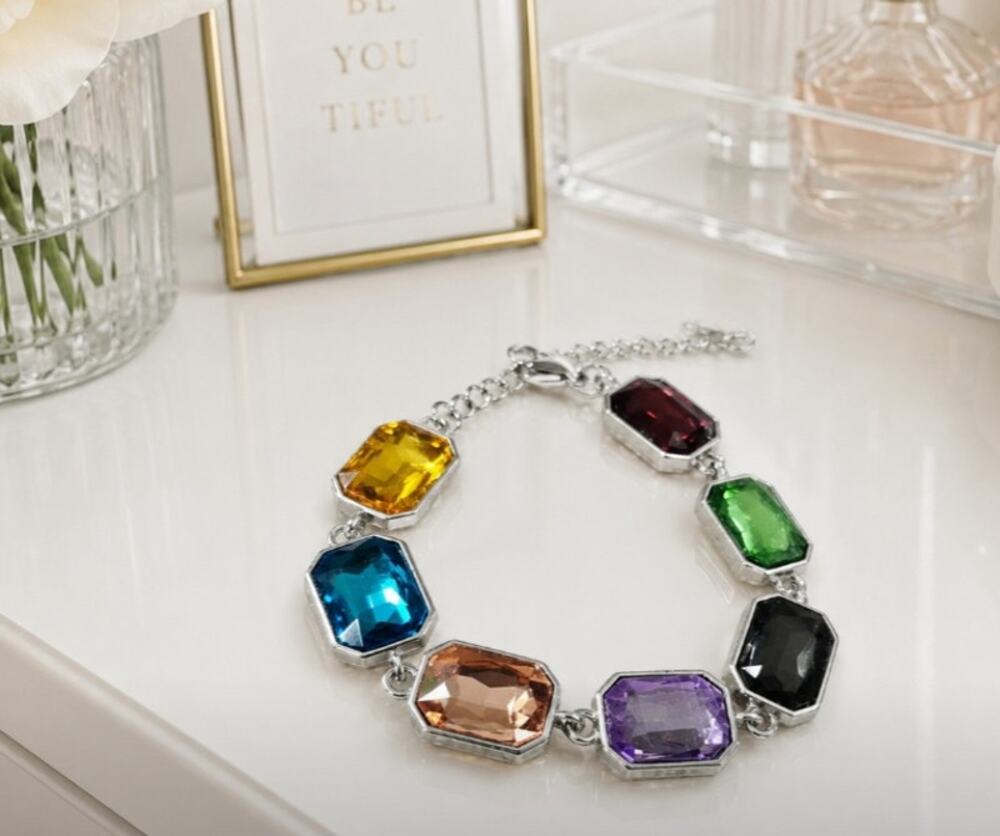 Stainless Steel Colorful Stone Adjustable Bracelet New